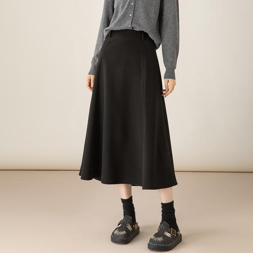 「高货xg」全新升级【铂金会员257/天猫339/差价82】(15235)洛诗琳气质百搭毛呢半身裙2025秋冬新款高腰显瘦A字裙女 商品图1