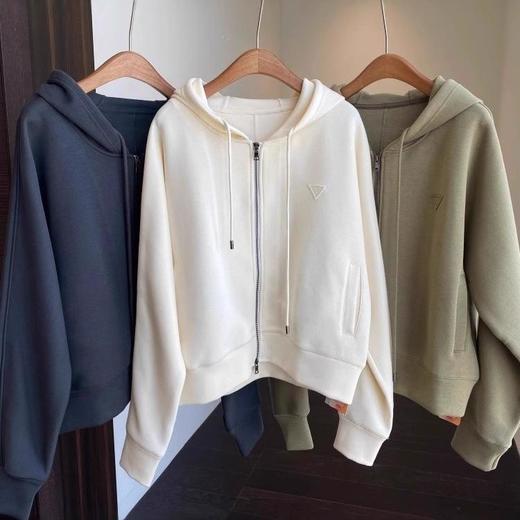 【高品质五明治空气层连帽卫衣】宽松韩版拉链开衫 减龄连帽卫衣 简约百搭 商品图7