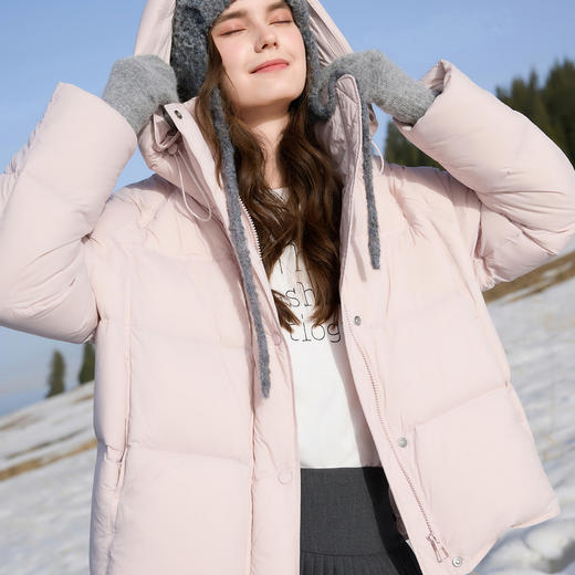 【防水易打理】三彩2025冬季新款90白鸭绒羽绒服宽松面包服M 商品图2