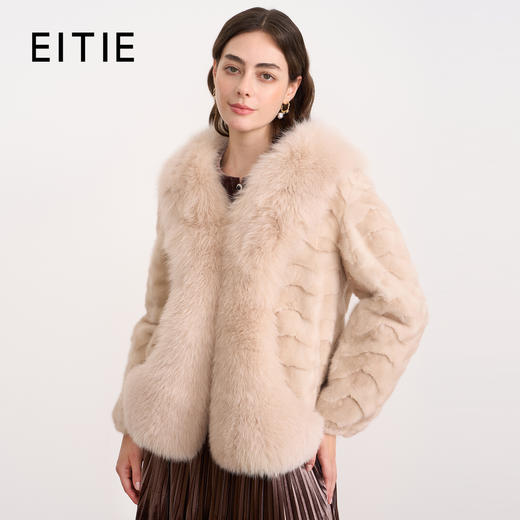 EITIE爱特爱优雅奢华貂皮皮草气质V领复古精致外套2025冬季新款D2593913X 商品图0