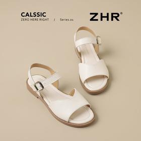 ZHR则则时装凉鞋女2025夏季新款百搭软底一脚蹬通勤一字带凉鞋