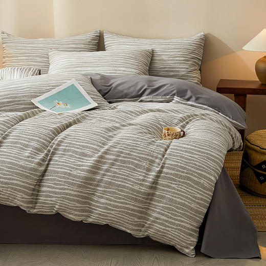 【纯棉提花三层纱四件套】全棉三层纱四件套提花纯棉磨毛套件民宿床品套件床单 商品图12