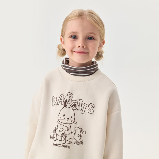 【假两件】马克珍妮女童可爱兔子加绒高领卫衣2025年冬装新款551187 商品图2