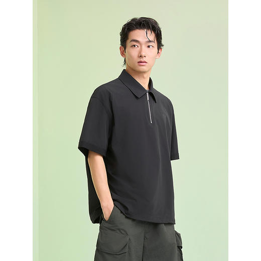 GXG男装 多色清新短袖衬衫半开襟通勤衬衣弹力上装 2025夏季新品 商品图3