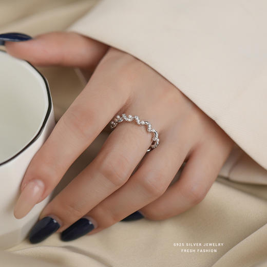 【簌雪】S925纯银波浪珍珠戒指【YXS-K2413】 商品图2