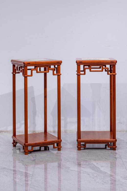 红桥红  家具严选  缅甸花梨（大果紫檀）【石面 90 颐和园圆腿 花架】 商品图0