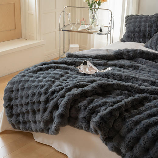 【毛绒盖毯】兔毛绒盖毯秋冬加厚毛毯办公室午休毯沙发盖毯纯色新 商品图6