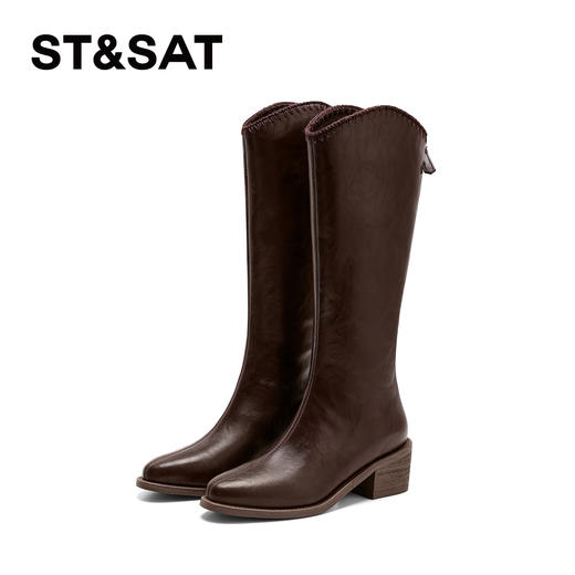 星期六优雅气质尖头V口显瘦长筒靴SSD4117CLD 商品图11