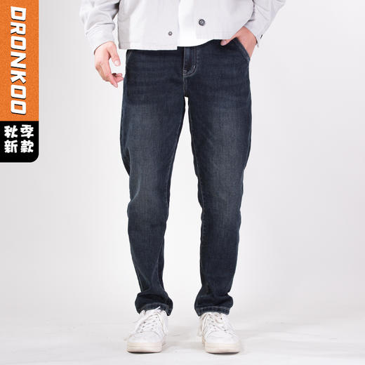 DRONKOO 2025 织带腰带表袋右后袋织唛中厚牛仔长裤 商品图0