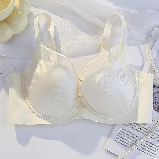 软钢圈舒适大胸显小无痕缎面薄款内衣女士防下垂收副乳调整型文胸 商品图4