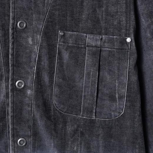 J59192SDSA男士秋冬新款痞帅男装潮流撞色印花翻领夹克时尚做旧休闲外套 商品图3