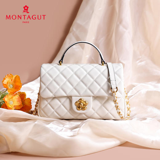 梦特娇女士时尚经典菱格包真皮链条包休闲斜挎包手提包牛皮包 商品图12