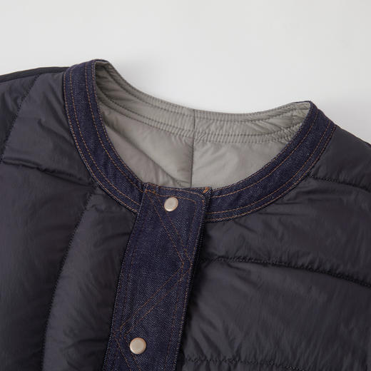 谜底两面穿羽绒服女2025冬季新品圆领百搭宽松拼接牛仔254MY1474 商品图3