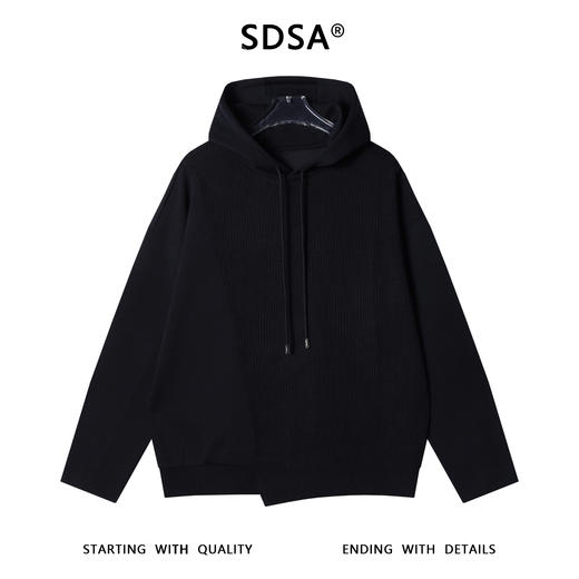 D1379SDSA男士秋冬新款痞帅男装纯色拼接不规则抽绳连帽卫衣显瘦百搭 商品图1
