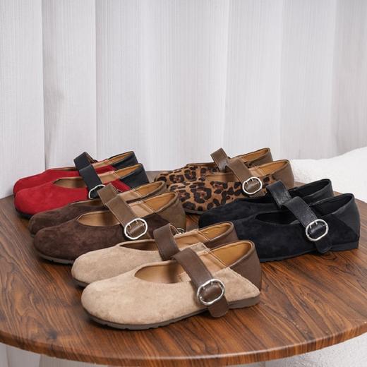 积分兑换【法式优雅，时髦百搭】2025年秋季新款女凯撒KAISER复古圆头法式玛丽珍绒面一字带浅口单鞋#异业福利 商品图2