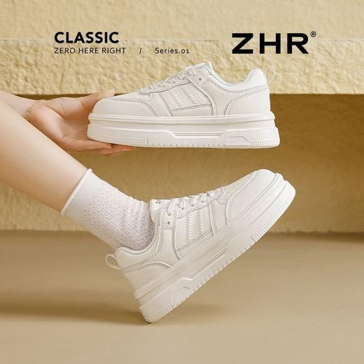 ZHR【厚底4CM】超轻小白鞋女鞋春秋款网洞透气运动休闲鞋轻便板鞋 商品图5