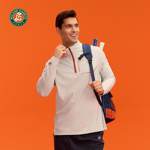 罗兰加洛斯法网运动T恤男款长袖半拉链立领速干透气网球服训练服 商品图2