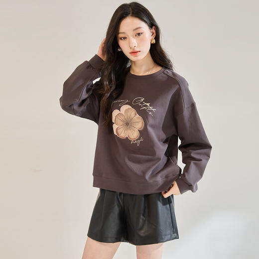 「高货sh」全新升级【铂金会员238/天猫319/差价81】(14523)洛诗琳新款立体绣花朵套头外衣2025秋季通勤圆领长袖上衣 商品图0