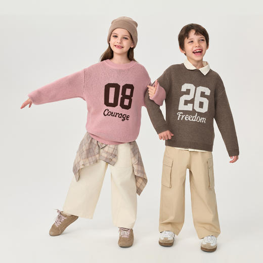 马克珍妮男女童复古学院绵羊毛针织毛衣2025年秋冬新款551813 商品图1