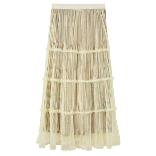 三彩独醒2025冬季新款网纱半身裙松紧腰A字裙长裙氛围感F 商品图4