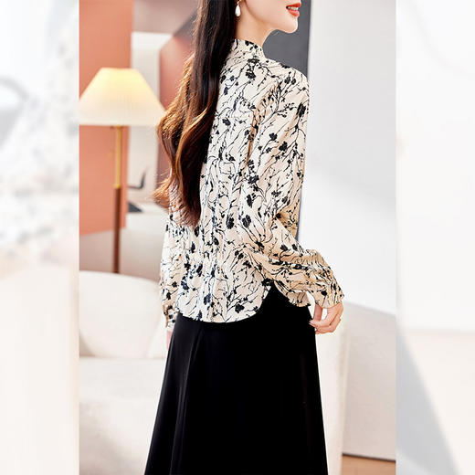 AS 0563真丝碎花衬衫洋气小衫气质显瘦桑蚕丝上衣 商品图3