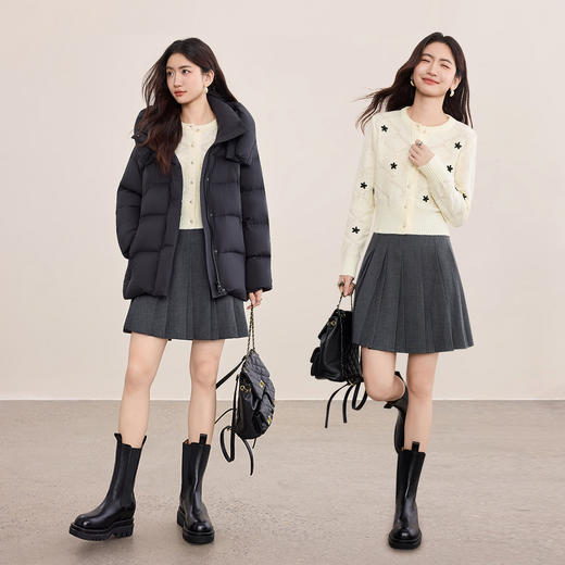 【内购】【显瘦显腿长】格雷色系通勤可拆卸腰带高温压褶A字百褶裙短裙-153QB2599 商品图2