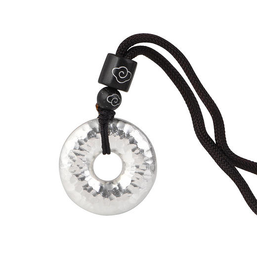 【平安时光】足银锤纹磨砂手工编绳一体套链吊坠【SCH-CK10282-2】 商品图4