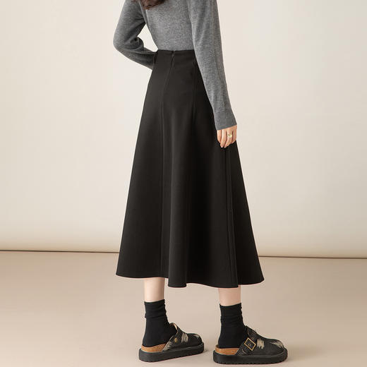 「高货xg」全新升级【铂金会员257/天猫339/差价82】(15235)洛诗琳气质百搭毛呢半身裙2025秋冬新款高腰显瘦A字裙女 商品图3