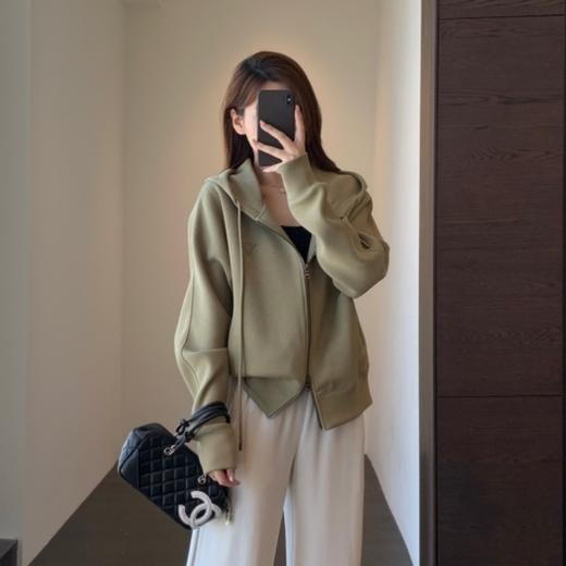 【高品质五明治空气层连帽卫衣】宽松韩版拉链开衫 减龄连帽卫衣 简约百搭 商品图2