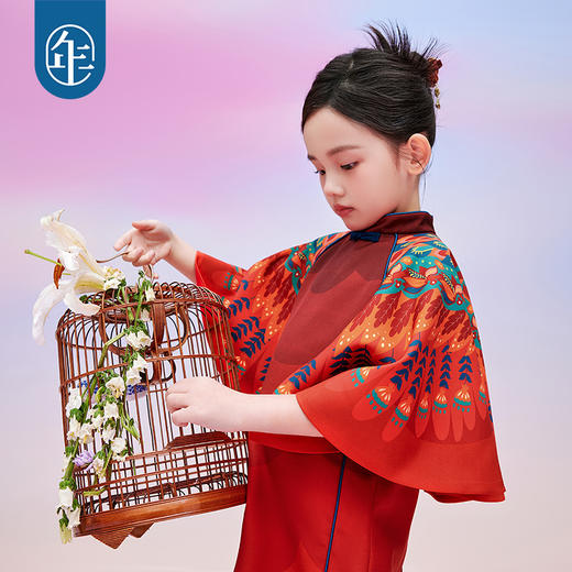 【年衣】童装女童旗袍连衣裙春秋新款中式国风长袖公主裙子儿童演出服霞光初上连衣裙 商品图5