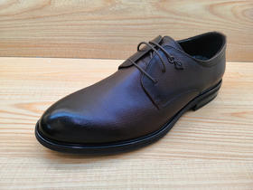 豪行男单鞋12374509牛皮系带平底商务皮鞋通勤百搭正装