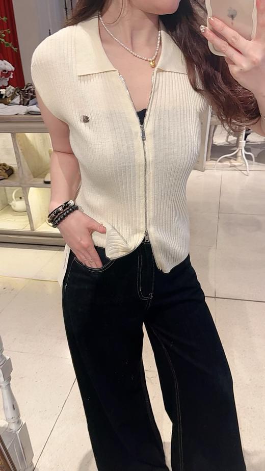 【门店同款】ENJOY秋季翻领拉链无袖针织 164495417 商品图1