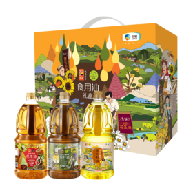 中粮初萃1.8L*3食用油礼盒（初萃浓香花生油1.8L+初萃零反葵花籽油1.8L+中粮初萃低芥酸浓香菜籽油1.8L）