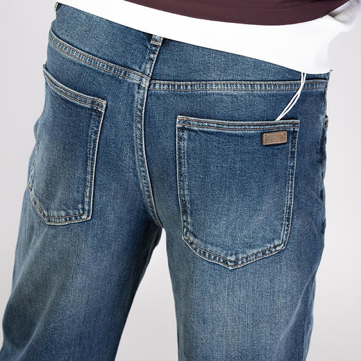 DRONKOO 2025 正常腰表袋割破右后袋棕皮标中厚牛仔长裤 商品图4