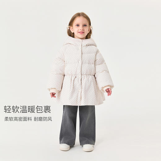 【无氟防泼水】马克珍妮女童清新碎花熊耳朵轻暖羽绒服2025年冬装新款551819 商品图3