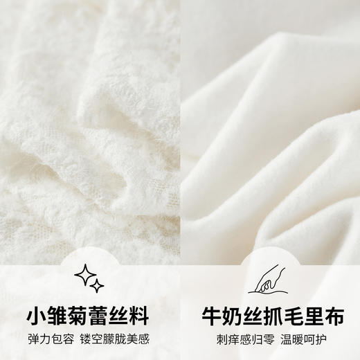 【内购】【厚实保暖】通勤外穿内搭钉珠花边圆领喇叭袖小雏菊肌理蕾丝衫-153SA3128 商品图4