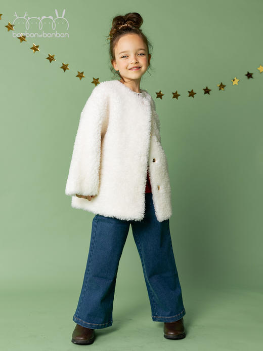 薄绒阔腿牛仔裤 商品图3