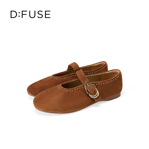 Dfuse迪芙斯2025秋季新款复古一字带奶奶鞋法式铆钉平底玛丽珍鞋休闲单鞋DFD3111029 商品图7