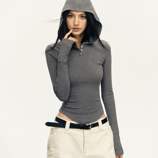 Ariseism 美式复古设计感紧身基础长袖t恤女秋季新款修身上衣 商品图1