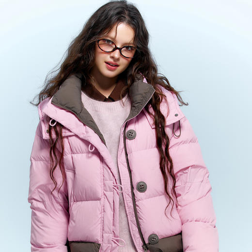 【防水易打理】三彩独醒2025冬季新款羽绒服90白鸭绒短款宽松F 商品图1