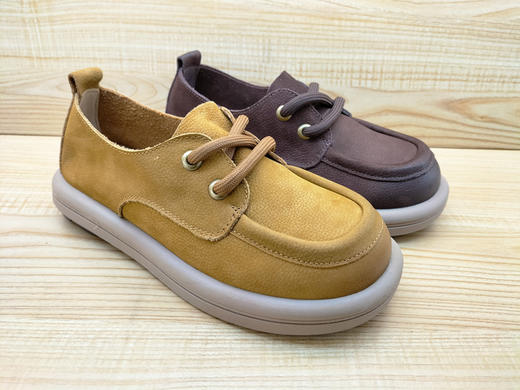 2024春季新款豪行真皮女鞋24112305时尚平底系带舒适休闲单鞋 商品图5