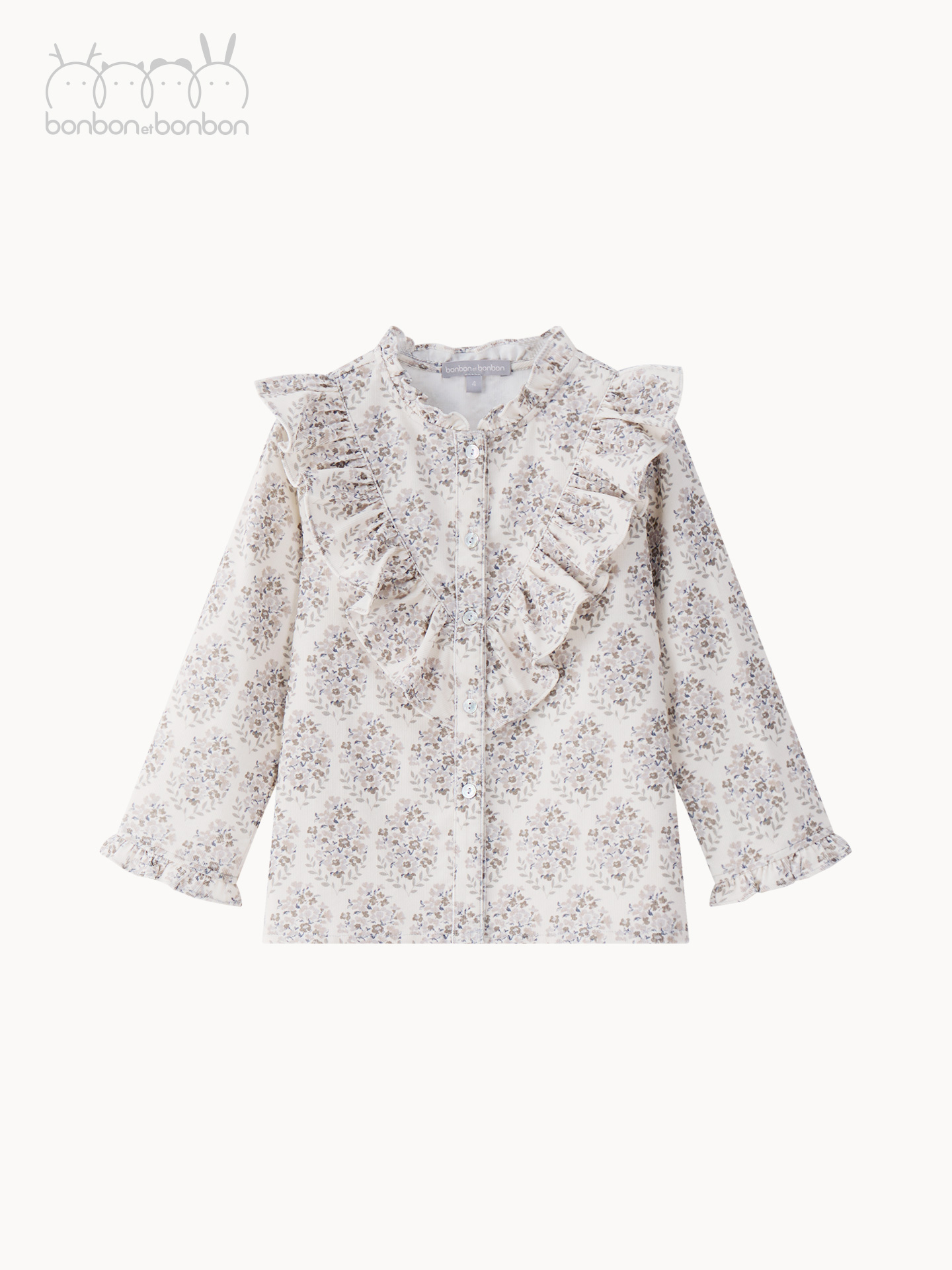 复古碎花花边上衣