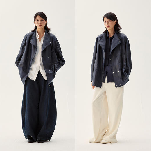 UMILAB｜寂境*高奢质感 100%无涂层羊皮重工可收腰中长皮衣BC970W 商品图1