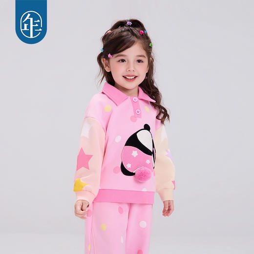 年衣童装女童25秋冬新款熊猫卡通宝宝上衣盼达啵啵POLO衫 商品图4
