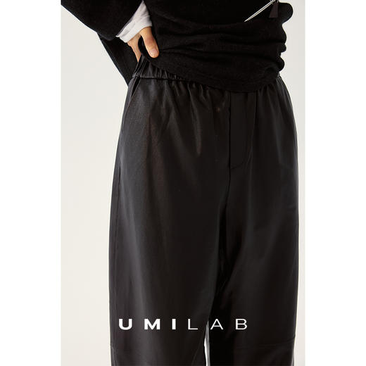 UMILAB｜棱角*A级超薄无涂层植鞣羊皮 松紧腰藏肉锥形皮裤BP1302W 商品图4
