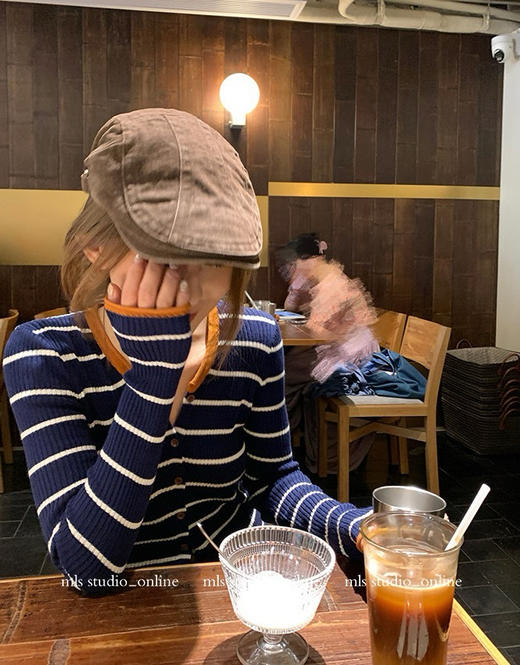 卷边条纹开衫 商品图2