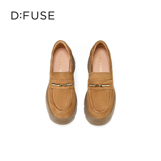Dfuse迪芙斯2025秋季新款竹节扣乐福鞋增高厚底小皮鞋简约通勤鞋DFD3112047 商品图9