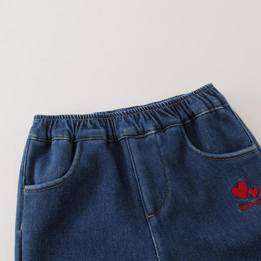 【奥利绒】马克珍妮女童爱心绣花牛仔微喇裤2025年冬装新款551529 商品图3