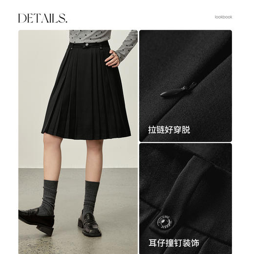 【内购】【遮胯显瘦】都市通勤可拆卸腰带立体压褶A字百褶裙短裙-153QB2600 商品图2