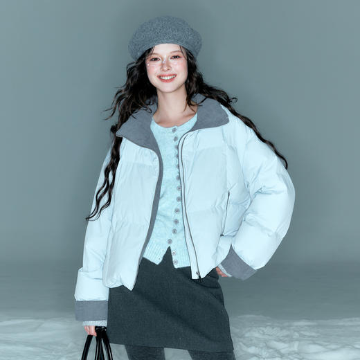 【防水】三彩独醒2025冬季新款90白鸭绒羽绒服短款宽松保暖外套F 商品图3